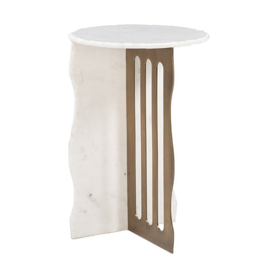 Mesa Decorativa para Consultorio - ZUO RUBO - Varios Colores - Cubierta de Mármol Natural y Estructura de Hierro Electrochapado - 110981 - Zuo - NOGAL BEAT - Mesa Comercial Interior