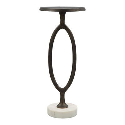 Mesa Decorativa para Coworking - ZUO BONITA - Bronce - Cubierta de Mármol Natural y Estructura de Aluminio Pintado - 109881 - Zuo - NOGAL BEAT - Mesa Comercial Interior