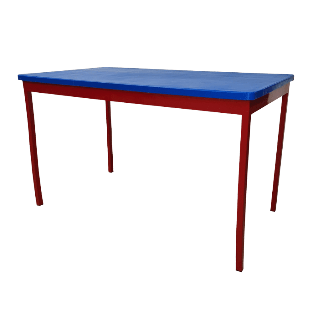 Mesa escolar ALBAR MR-210P con estructura de acero tubular y cubierta de polipropileno de colores de 120x60 cm