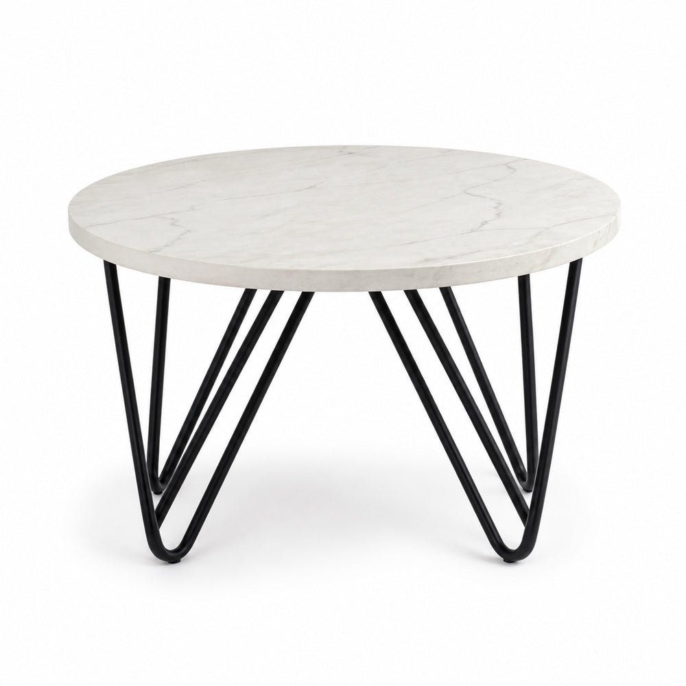 Mesa Lateral para Oficina VEC - VERSA OFFSET - Mármara/Vizcaya - Cubierta MDP con Estructura en Acero Sólido Redondo de 3/8" - VO-713 - VERSA - NOGAL BEAT - Mesa Comercial Interior