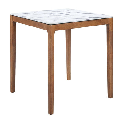 Mesa Mostrador para Bar - ZUO EVA - Blanco - Cubierta de Madera de Hule Símil Mármol y Estructura de Madera Maciza de Hule - 110586 - Zuo - NOGAL BEAT - Mesa Comercial Interior