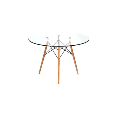 MESA NOGAL BEAT BERLÍN TABLE 1M CRISTAL | Mesa Ocasional Casual Interiores Departamento Estilizada Elegante | 110 cm | Base 4 Puntas | Cristal | Interior | Restaurante Mesa Desayunador Zona de Comida Hotel Comedor Salones de Banquetes Hogar MDO