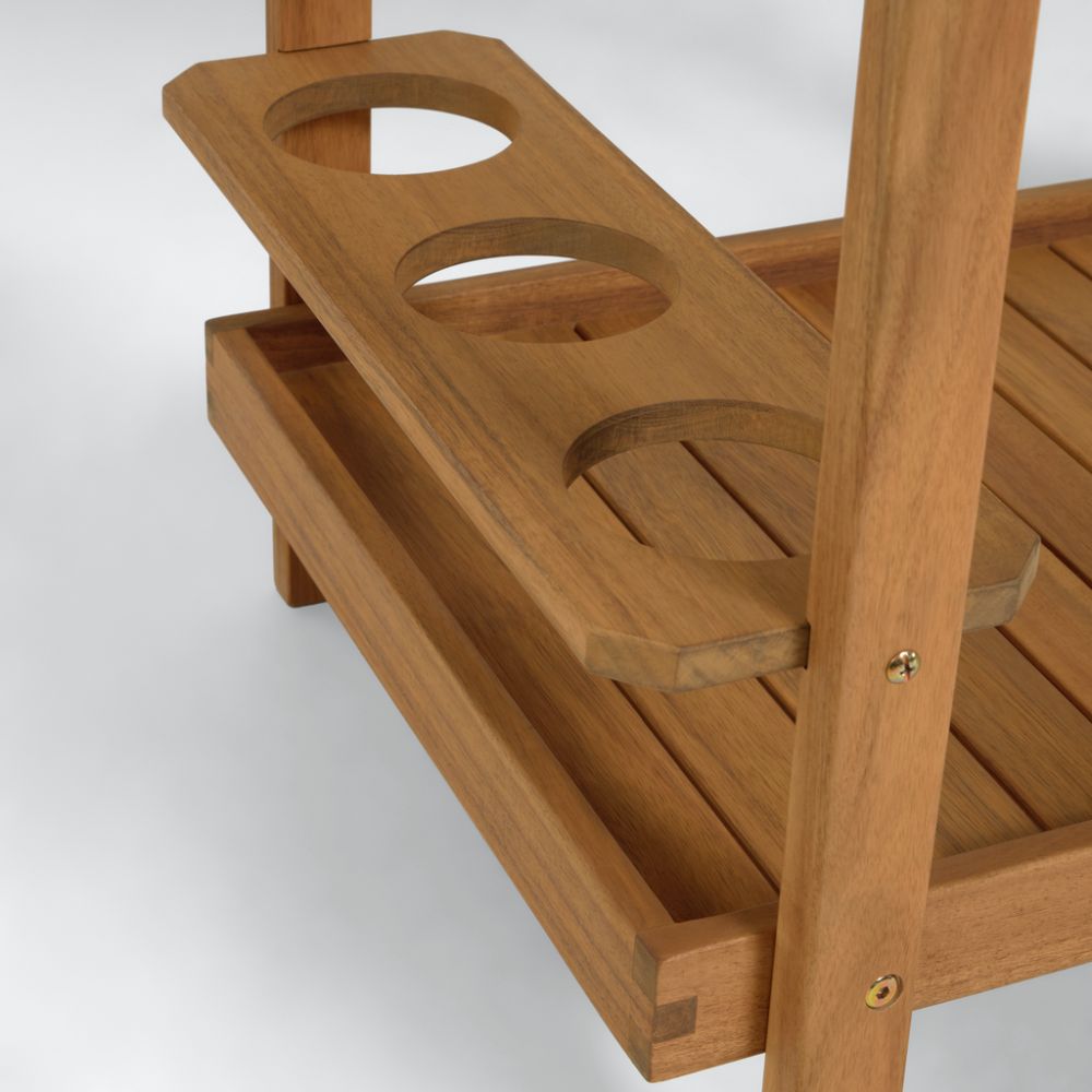 MESA NOGAL BEAT FELISA MESA AUXILIAR | Mesa Auxiliar para Servicio Terraza | 82 cm | Madera de Teka | Exterior Techado - Felisa mesa auxiliar - IDELIKA - NOGAL BEAT - Mesas