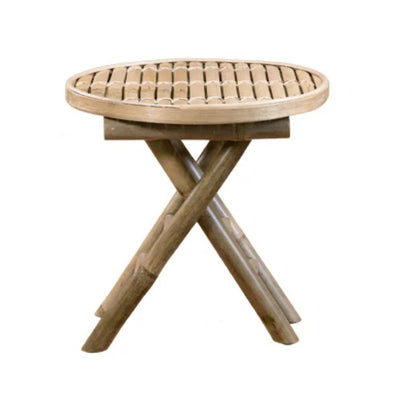 MESA NOGAL BEAT GAMBINA 75CM X 60CM | Mesa Ocasional Decorativa para Sala de Estar | 75 cm | Estructura de Bamboo y Rattan | Interior - GAMBINA 75cm x 60cm - CAMCO - NOGAL BEAT - Mesas