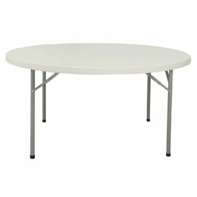 MESA OFIK 327 | Mesa Plegable Redonda| Plastico Blanco | Estructura Metal | Interior - 327 - OFIK - NOGAL BEAT - Mesas