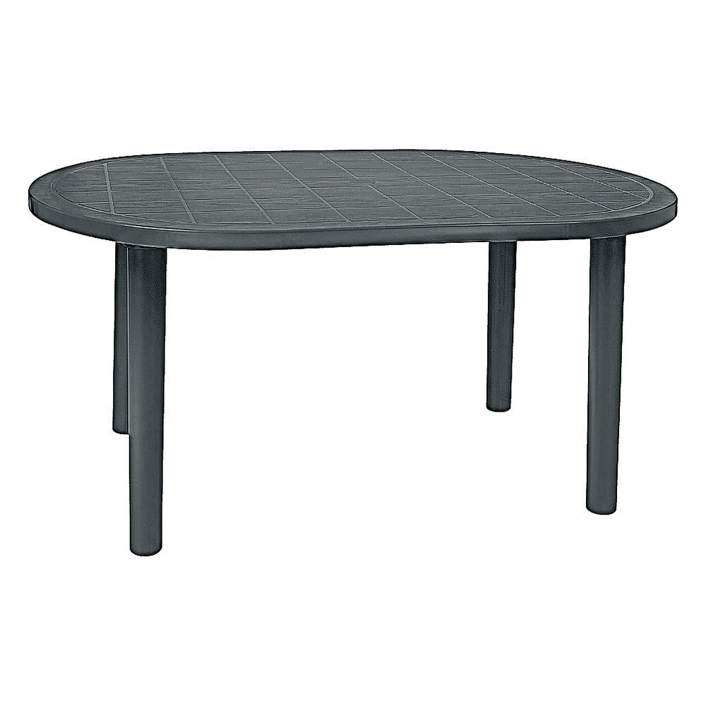 Mesa Ovalada al Aire Libre Reciclada - RESOL OLOT RECYCLED 140 X 90 - Varios Colores - 4 Puntas con Agujero Parasol y Protección UV - 06479 - Resol - NOGAL BEAT - Mesa de Terraza
