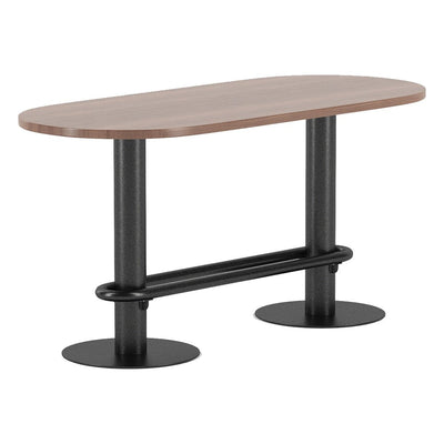 Mesa Ovalada para Comedor de Empresa - GEBESA GRC FRANKIE - Alto 90 cm - Base de Acero - GGRF550307236 - GEBESA - NOGAL BEAT - Mesa Comercial Interior