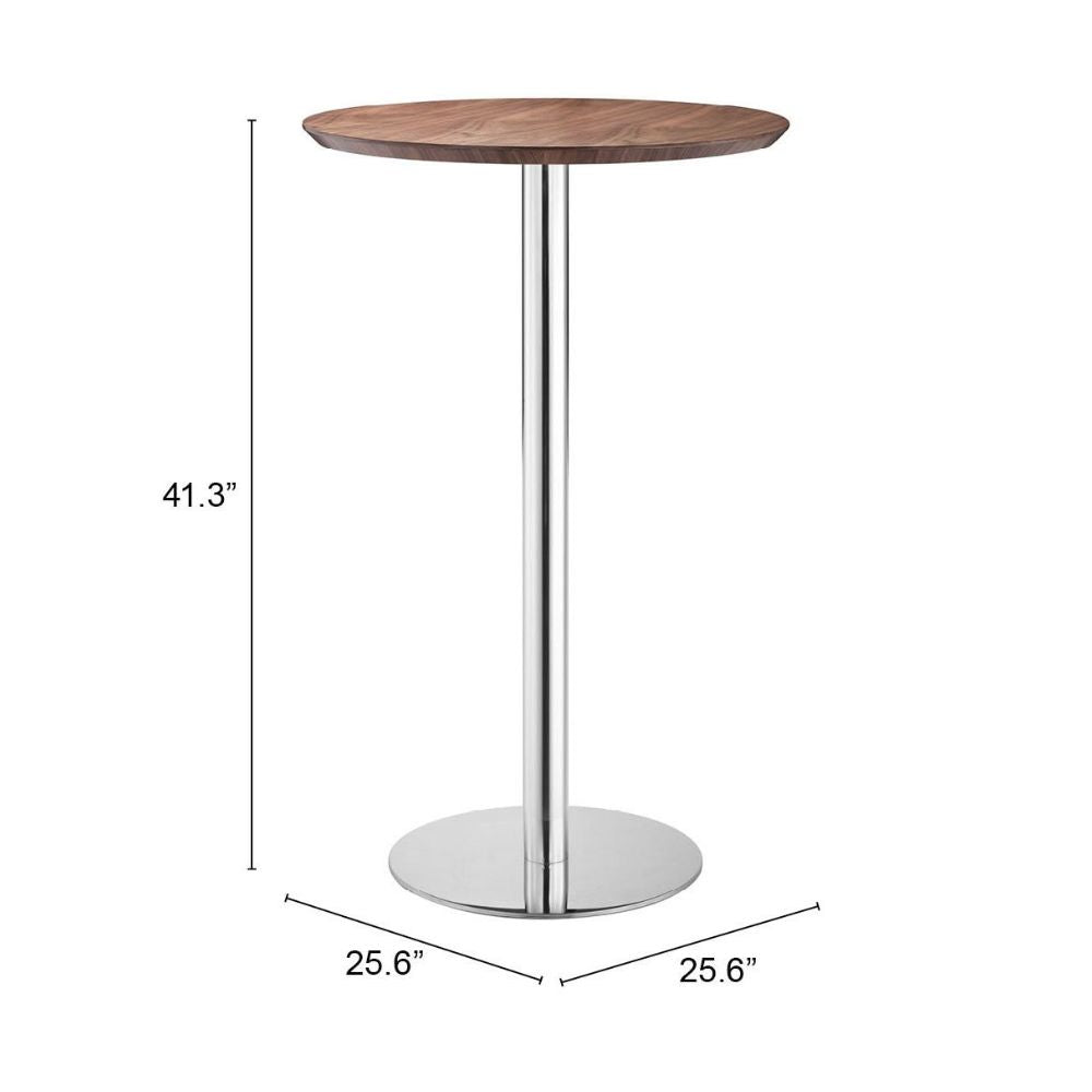 MESA ZUO BERGEN | Mesa Moderna para Bar | 105 cm | Base Acero Inoxidable | Nogal | MDF Enchapado en Nogal | Interior - 100053 - Zuo - NOGAL BEAT - Mesas