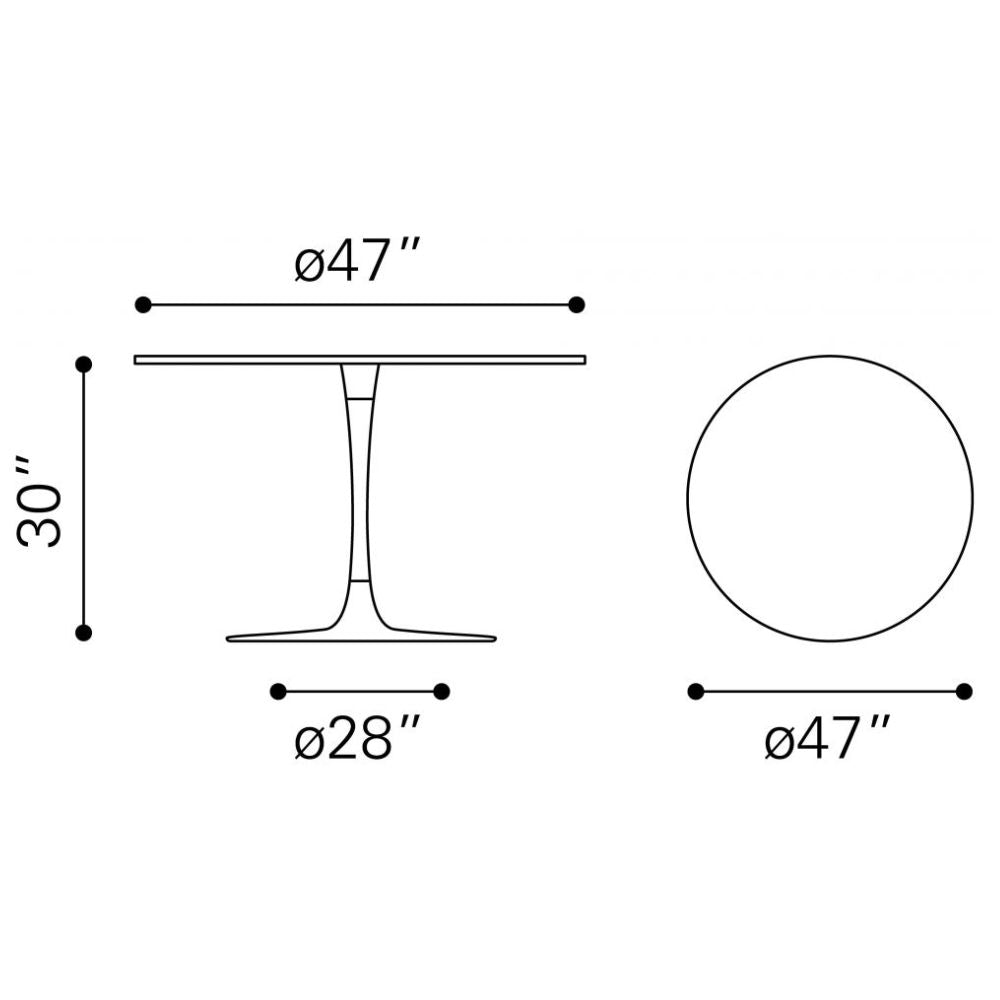 MESA ZUO ITHACA | Mesa de Comedor para Hogar | Acero Aluminio Recubierto de Polvo | Mármol MDF | Interior - 101845 - Zuo - NOGAL BEAT - Mesas