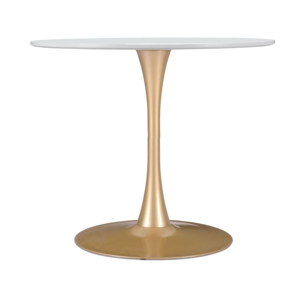 MESA ZUO OPUS | Mesa de Comedor | 77 cm | Oro Blanco | MDF Pintado | Acero Recubierto Polvo | Interior - 101568 - Zuo - NOGAL BEAT - Mesas