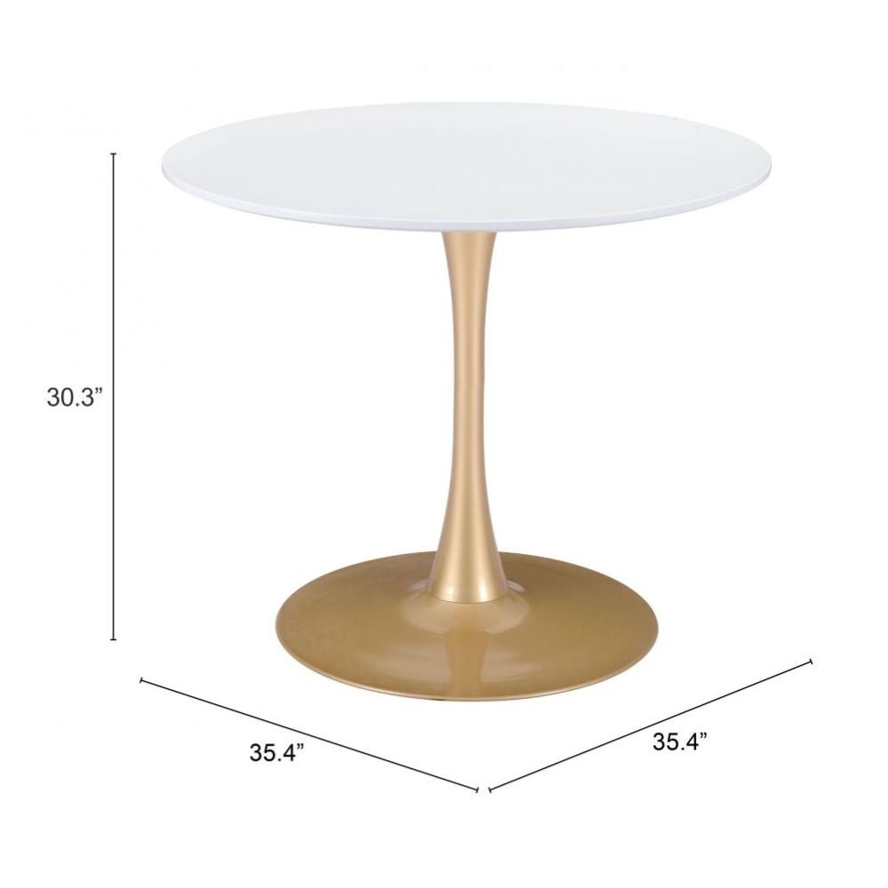 MESA ZUO OPUS | Mesa de Comedor | 77 cm | Oro Blanco | MDF Pintado | Acero Recubierto Polvo | Interior - 101568 - Zuo - NOGAL BEAT - Mesas