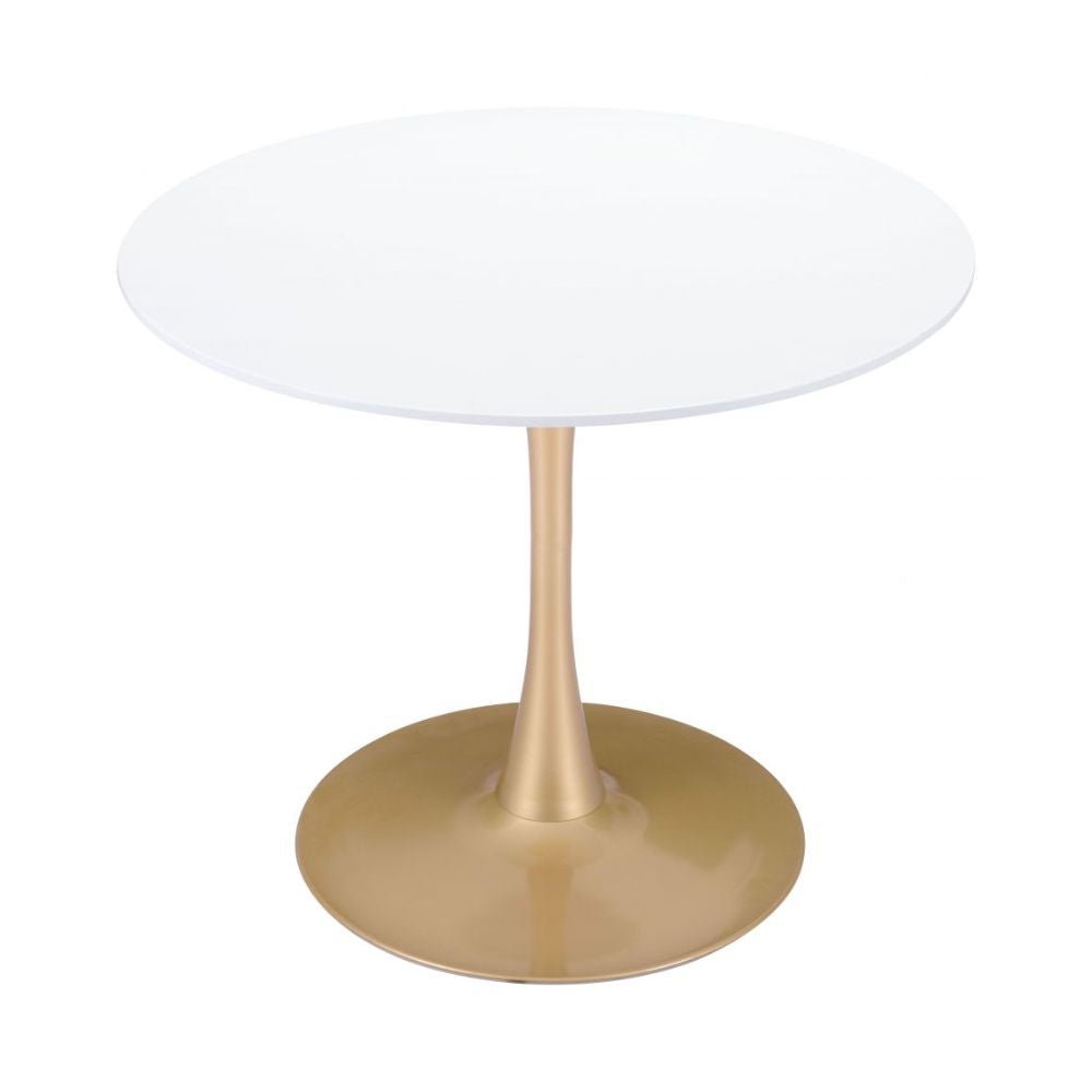 MESA ZUO OPUS | Mesa de Comedor | 77 cm | Oro Blanco | MDF Pintado | Acero Recubierto Polvo | Interior - 101568 - Zuo - NOGAL BEAT - Mesas