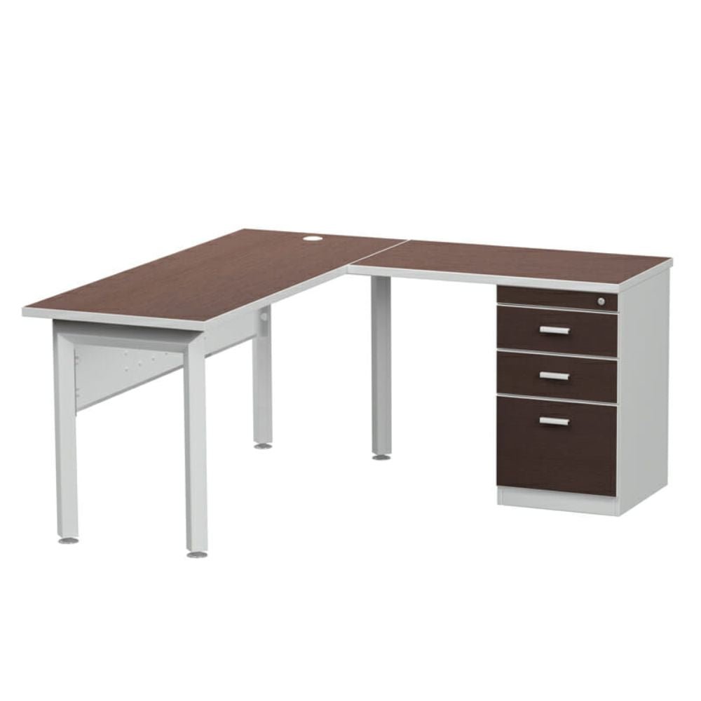 MODULO KENZA OFIK 741 | Modulo Operativo | Aglomerado | Faldón | Jaladeras Aluminio | Credenza | Escritorio | Interior - 741 - OFIK - NOGAL BEAT - Escritorio