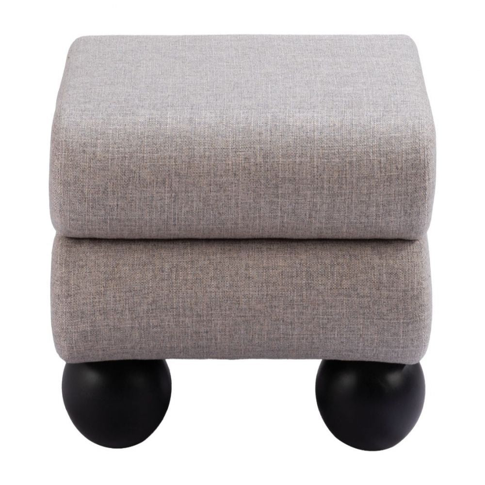 OTTOMAN ZUO DAVAO | Ottoman Ocasional para Sala de Estar Habitación | Gris | Tejido 100 % Poliéster | Madera Contrachapada Caucho Pintada | Interior - 109981 - Zuo - NOGAL BEAT - Taburete