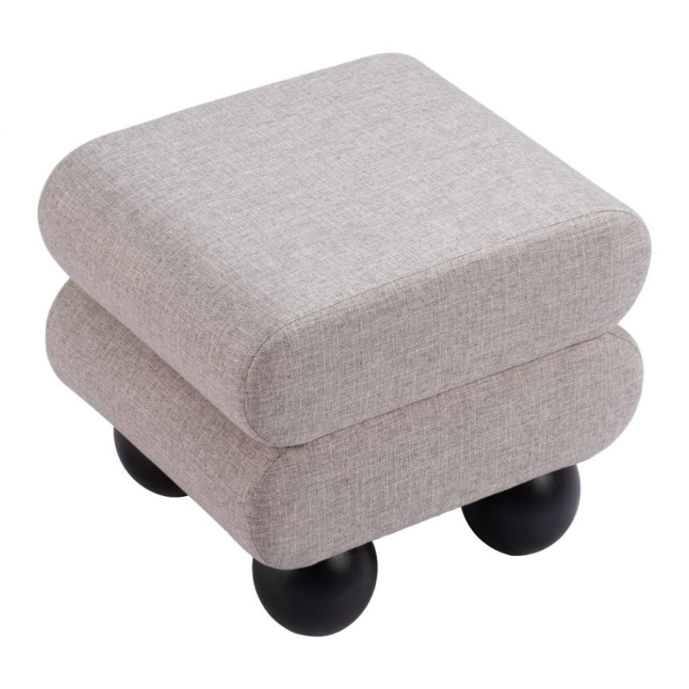 OTTOMAN ZUO DAVAO | Ottoman Ocasional para Sala de Estar Habitación | Gris | Tejido 100 % Poliéster | Madera Contrachapada Caucho Pintada | Interior - 109981 - Zuo - NOGAL BEAT - Taburete