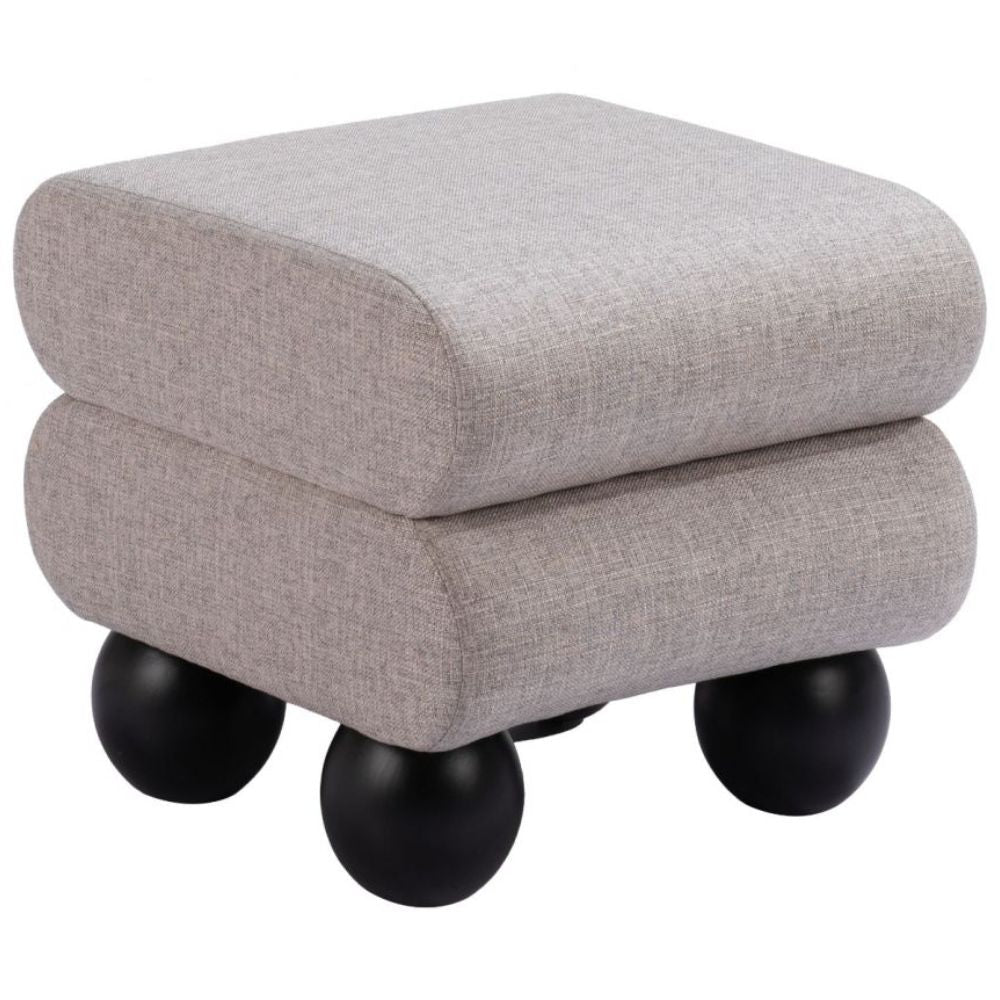 OTTOMAN ZUO DAVAO | Ottoman Ocasional para Sala de Estar Habitación | Gris | Tejido 100 % Poliéster | Madera Contrachapada Caucho Pintada | Interior - 109981 - Zuo - NOGAL BEAT - Taburete