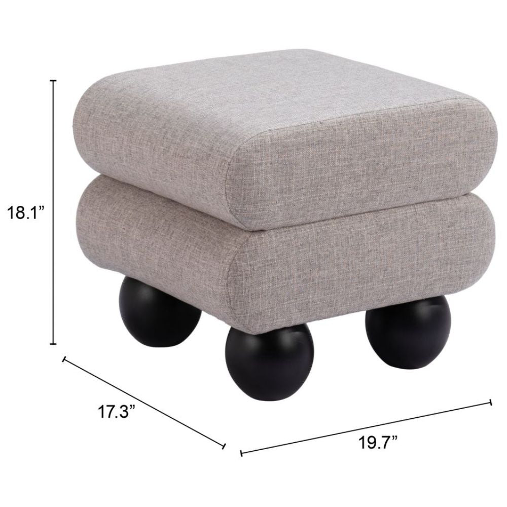 OTTOMAN ZUO DAVAO | Ottoman Ocasional para Sala de Estar Habitación | Gris | Tejido 100 % Poliéster | Madera Contrachapada Caucho Pintada | Interior - 109981 - Zuo - NOGAL BEAT - Taburete