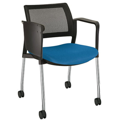 PUPITRE OFFIHO KYOS OHP-380CR | Pupitre Diseño Ergonómico Butaca Aulas Capacitación | Estructura Cromo Rodajas | Paleta Lateral Abatible | Asiento Tapizado | Respaldo Malla | Interior - OHP-380CR - OFFIHO - NOGAL BEAT - Sillas