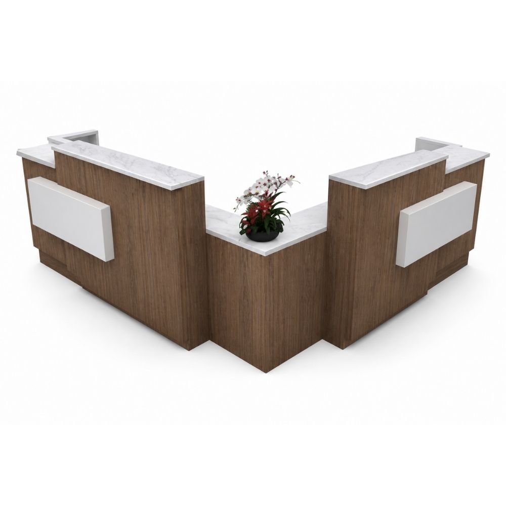 Recepción para Oficina en "L" - VERSA RP - Frente 284/262 cm - RP-885 - VERSA - NOGAL BEAT - Recepción