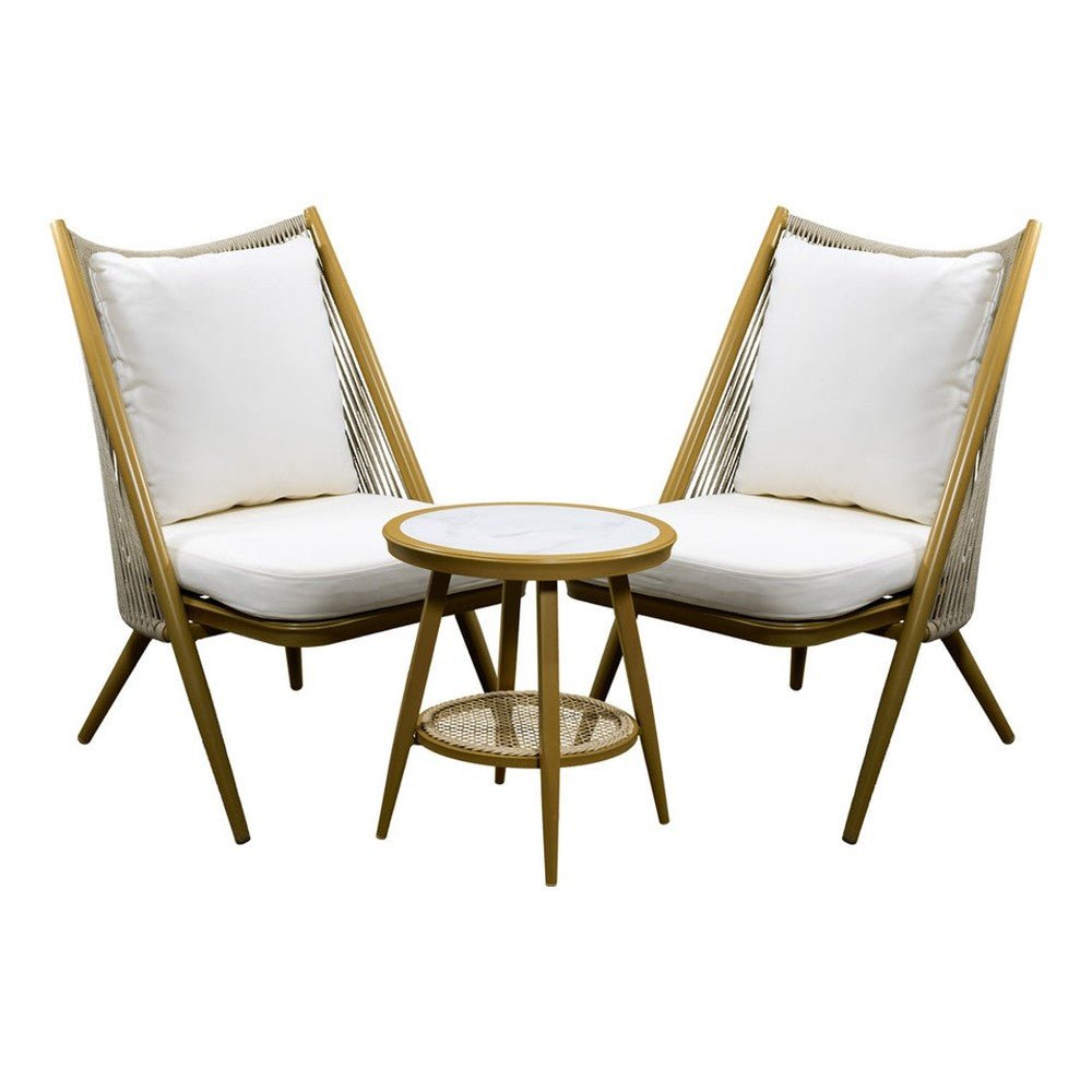 Set Lounge de Intemperie para Zona de Terraza - NOGAL BEAT ABRIL - Varios Colores - Aluminio y Cuerda - SET LOUNGE ABRIL Trigo - CAMCO - NOGAL BEAT - Sofá de Terraza