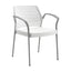 Silla Comercial con Brazos y Respaldo Flexible para Restaurante - INFINITI HALL con brazos 100-0510B - Blanco - Asiento Tapizado con Brazos y 4 Patas en Acero Gris o Cromo - 100-0510B-BCO-ESP - Infiniti - NOGAL BEAT - Silla Comercial Interior