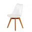 Silla Catarina con asiento tapizado en vinipiel, concha de polipropileno y patas de madera de haya