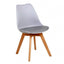 Silla Catarina con asiento tapizado en vinipiel, concha de polipropileno y patas de madera de haya