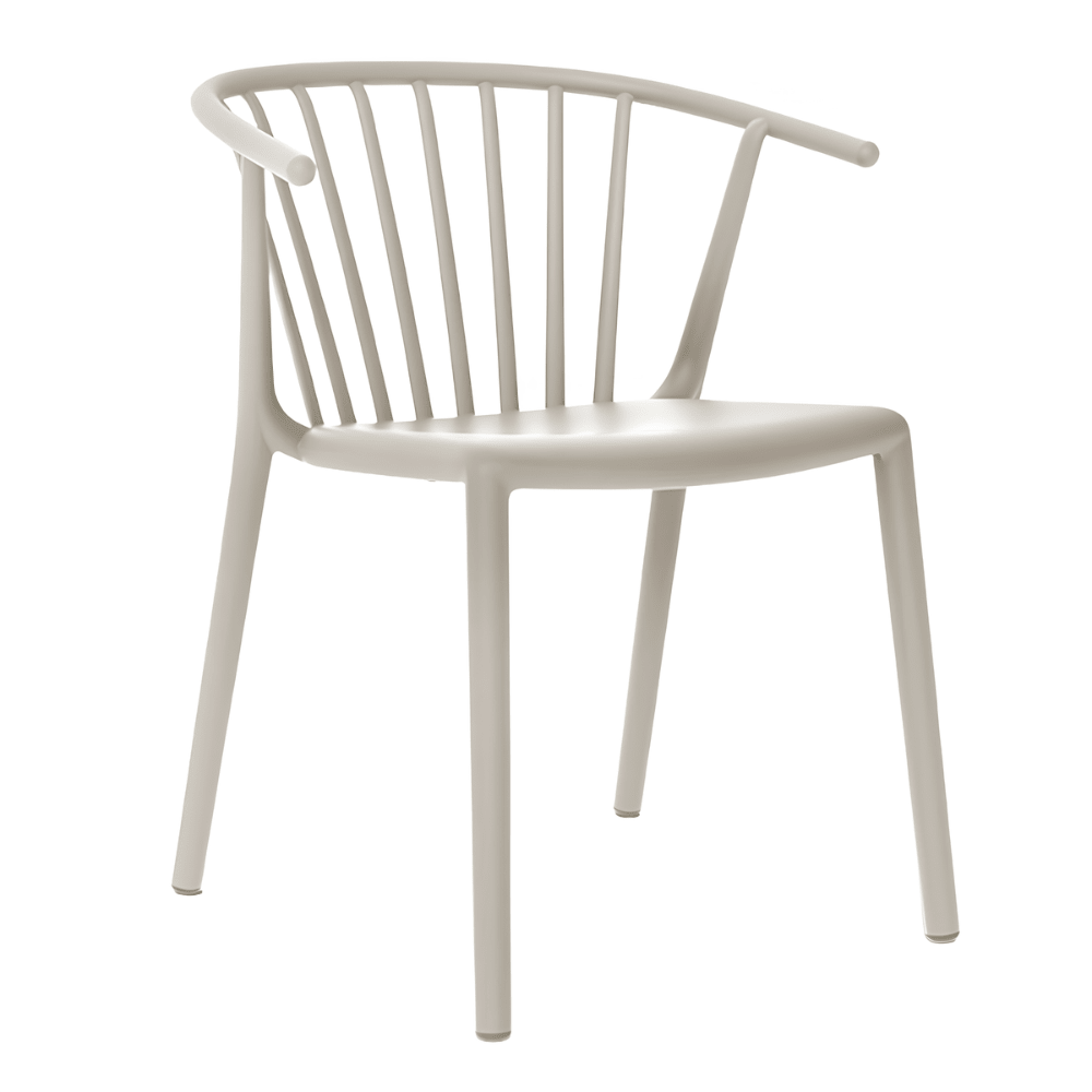 Silla comercial Resol Woody con brazos, de fibra de vidrio con polipropileno para cafetería
