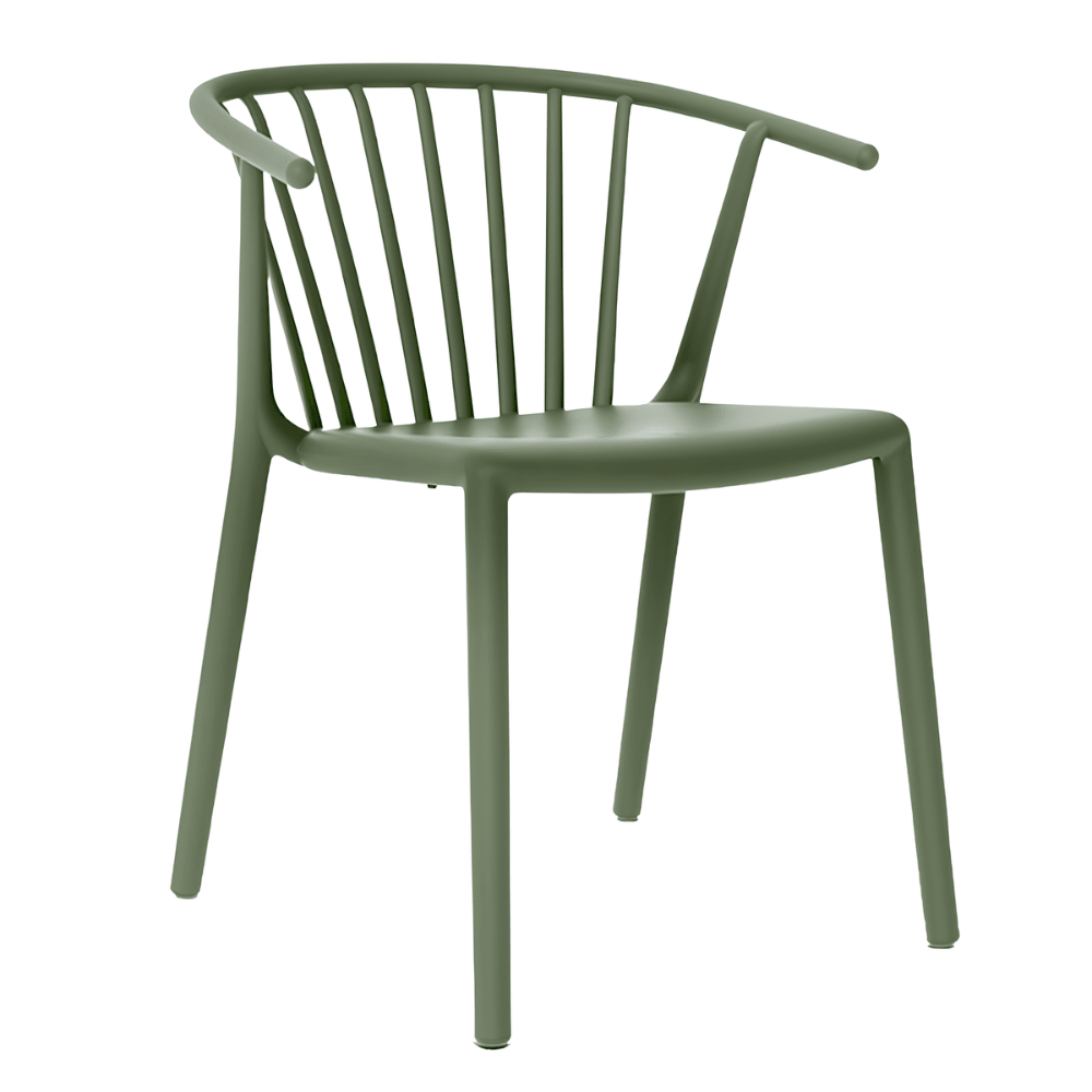 Silla comercial Resol Woody con brazos, de fibra de vidrio con polipropileno para cafetería