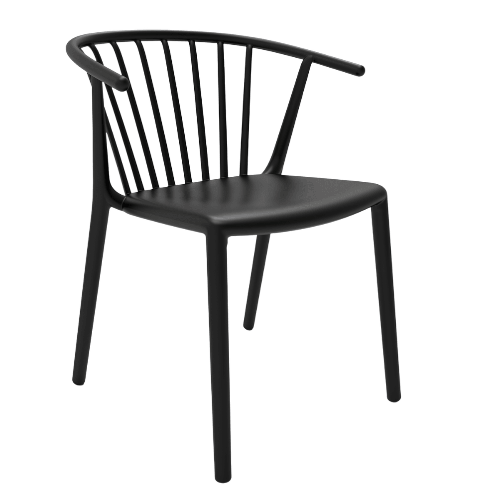 Silla comercial Resol Woody con brazos, de fibra de vidrio con polipropileno para cafetería