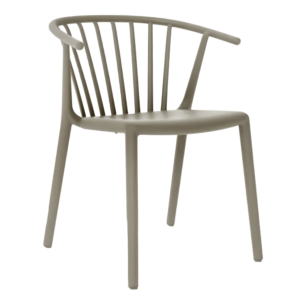 Silla comercial Resol Woody con brazos, de fibra de vidrio con polipropileno para cafetería