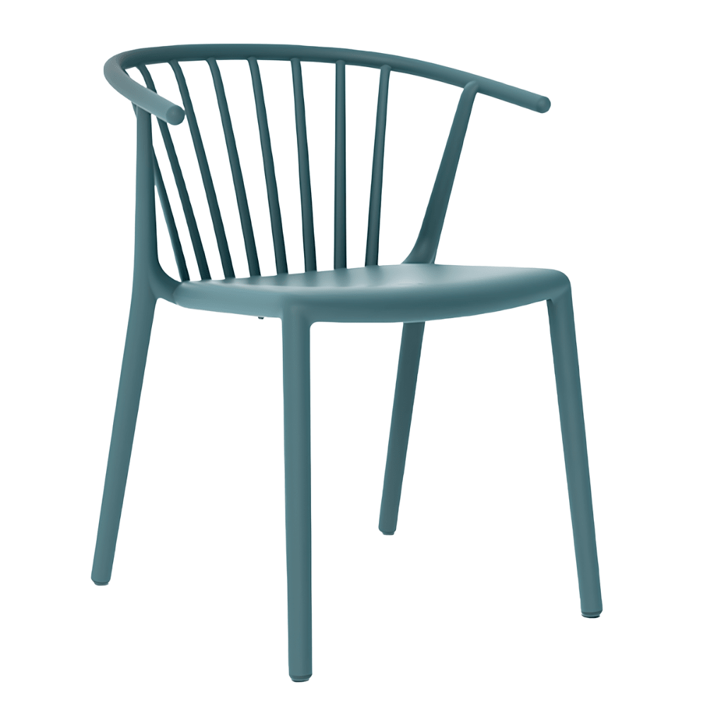 Silla comercial Resol Woody con brazos, de fibra de vidrio con polipropileno para cafetería