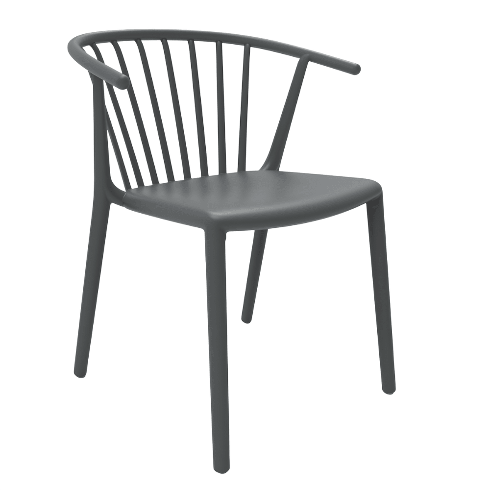 Silla comercial Resol Woody con brazos, de fibra de vidrio con polipropileno para cafetería