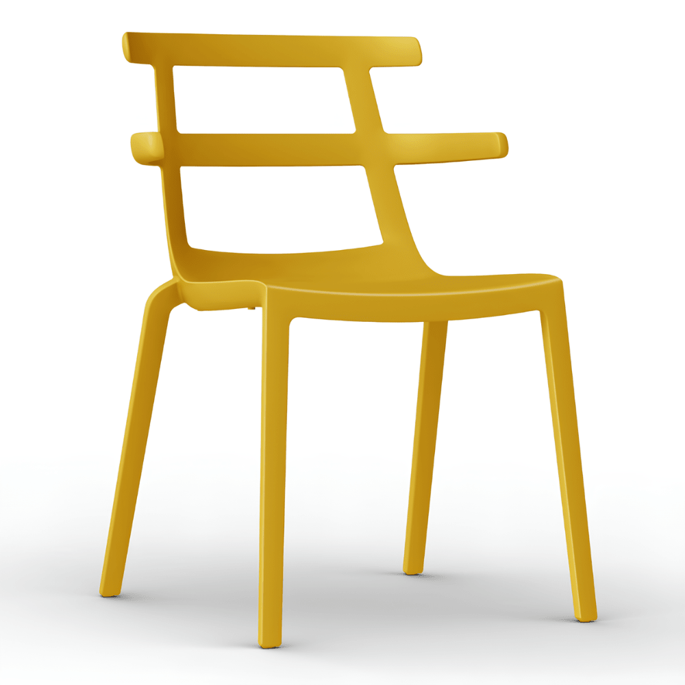 Silla comercial Resol Tokyo con brazos en polipropileno con fibra de vidrio, apilable