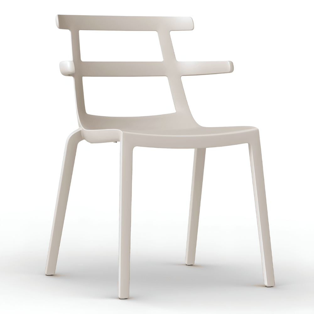 Silla comercial Resol Tokyo con brazos en polipropileno con fibra de vidrio, apilable