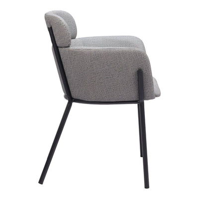 Silla Comercial para Cafetería - ZUO BREMOR - Gris Pizarra - Asiento y Respaldo Tapizados en Lino Sintético - 110171 - Zuo - NOGAL BEAT - Silla Comercial Interior