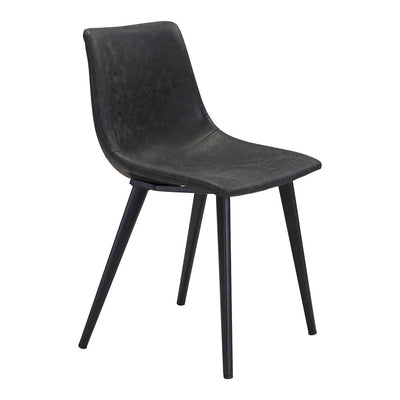 Silla Comercial para Desayunador - ZUO DANIEL - Negro Vintage - Asiento y Respaldo Tapizados en Piel Sintética - 101948 - Zuo - NOGAL BEAT - Silla Comercial Interior