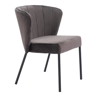Silla Comercial para Food Court - ZUO AIMEE - Gris - Asiento y Respaldo Tapizados en Tela Tipo Terciopelo - 109679 - Zuo - NOGAL BEAT - Silla Comercial Interior
