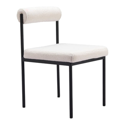 Silla Comercial para Food Court - ZUO LIVORNO - Marfil - Asiento y Respaldo Tapizados en Tela Tipo Borrego - 110104 - Zuo - NOGAL BEAT - Silla Comercial Interior
