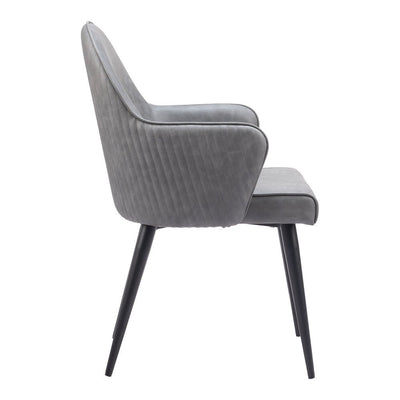 Silla Comercial para Food Court - ZUO SILLOTH - Gris - Asiento y Respaldo Tapizados en Piel Sintética - 110120 - Zuo - NOGAL BEAT - Silla Comercial Interior