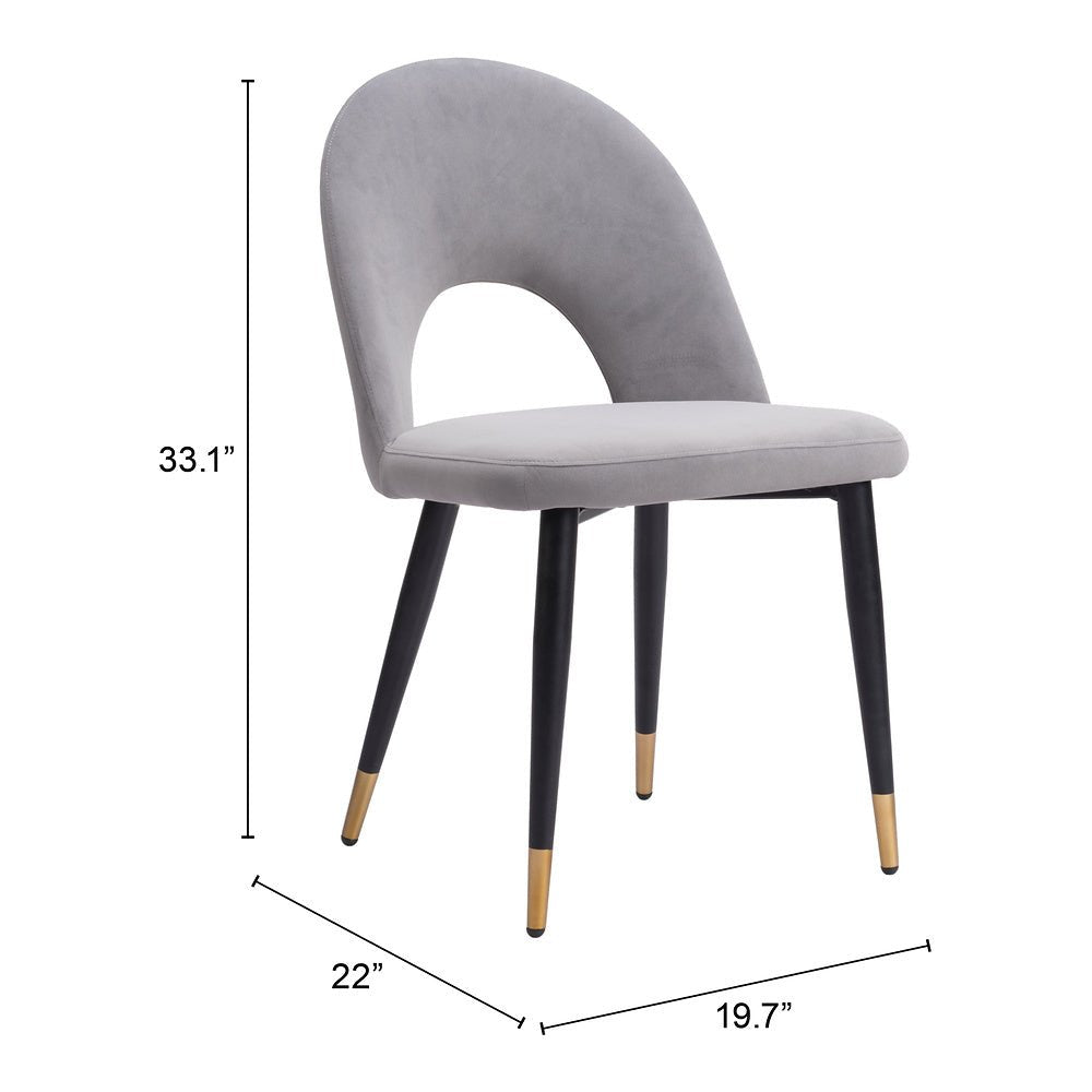 Silla Comercial para Hotel - ZUO MENLO - Varios Colores - Asiento y Respaldo Tapizados en Tela Tipo Terciopelo - 109874 - Zuo - NOGAL BEAT - Silla Comercial Interior