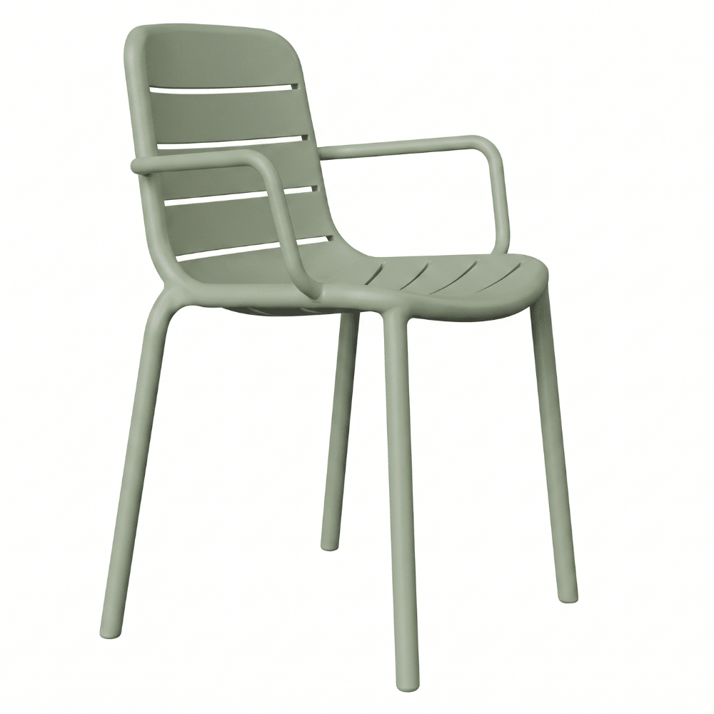Silla comercial Resol Gina Armchair de polipropileno con fibra de vidrio y brazos para exterior
