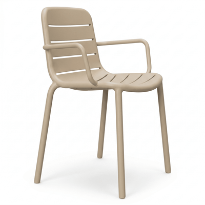Silla Comercial para Restaurante Protección UV - RESOL GINA ARMCHAIR - Varios Colores - Asiento y Respaldo en Polipropileno - 7144 - Resol - NOGAL BEAT - Sillas