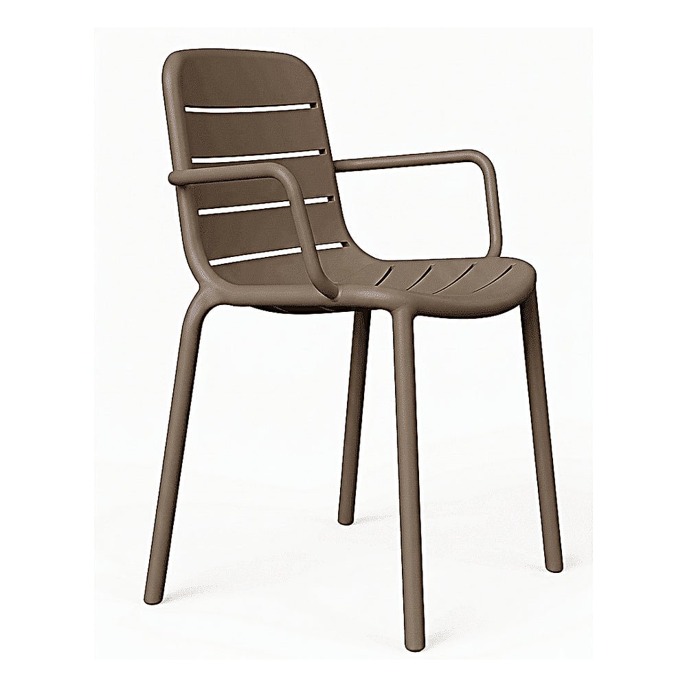 Silla Comercial para Restaurante Protección UV - RESOL GINA ARMCHAIR - Varios Colores - Asiento y Respaldo en Polipropileno - 03493 - Resol - NOGAL BEAT - Silla Comercial Exterior