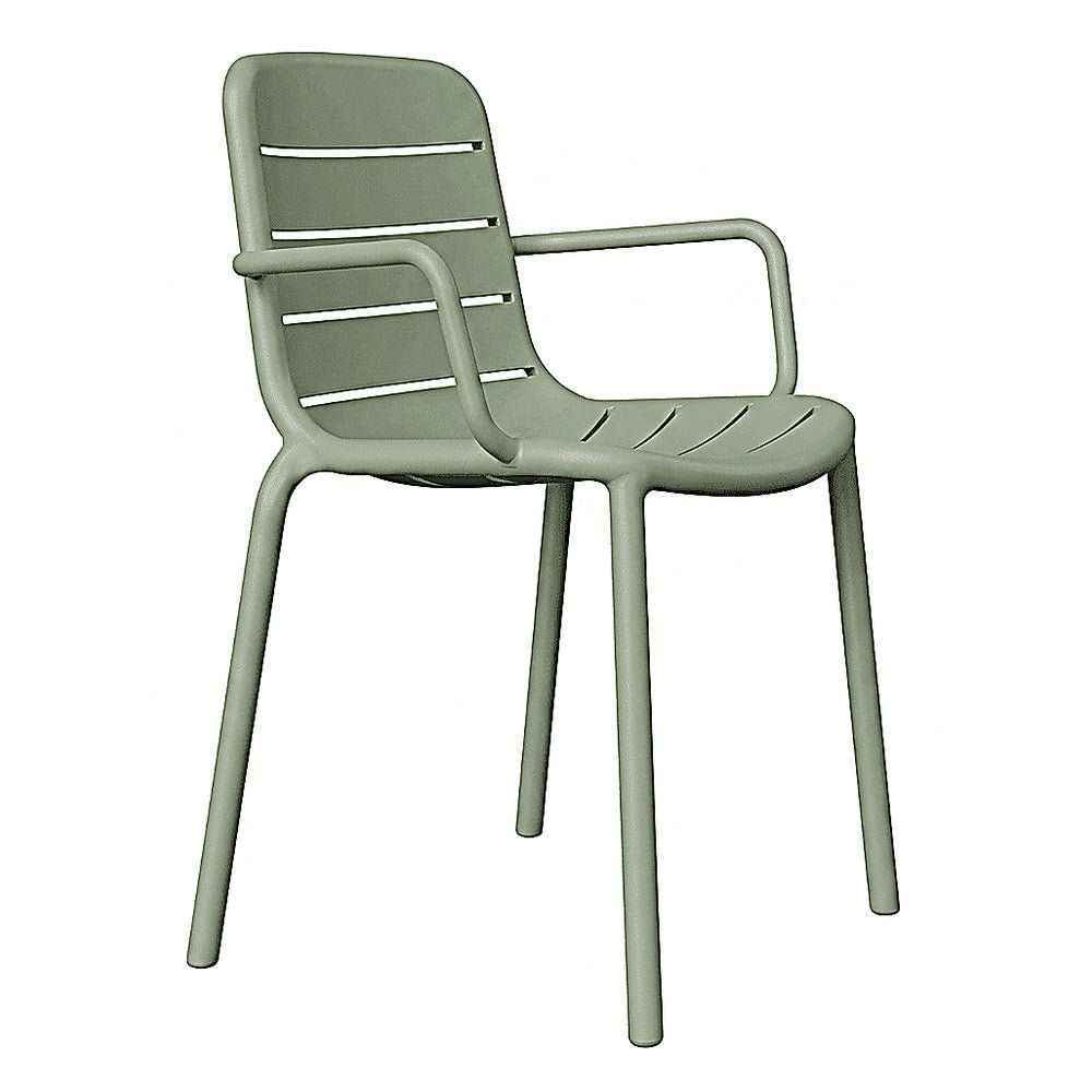 Silla Comercial para Restaurante Protección UV - RESOL GINA ARMCHAIR - Varios Colores - Asiento y Respaldo en Polipropileno - 06460 - Resol - NOGAL BEAT - Silla Comercial Exterior