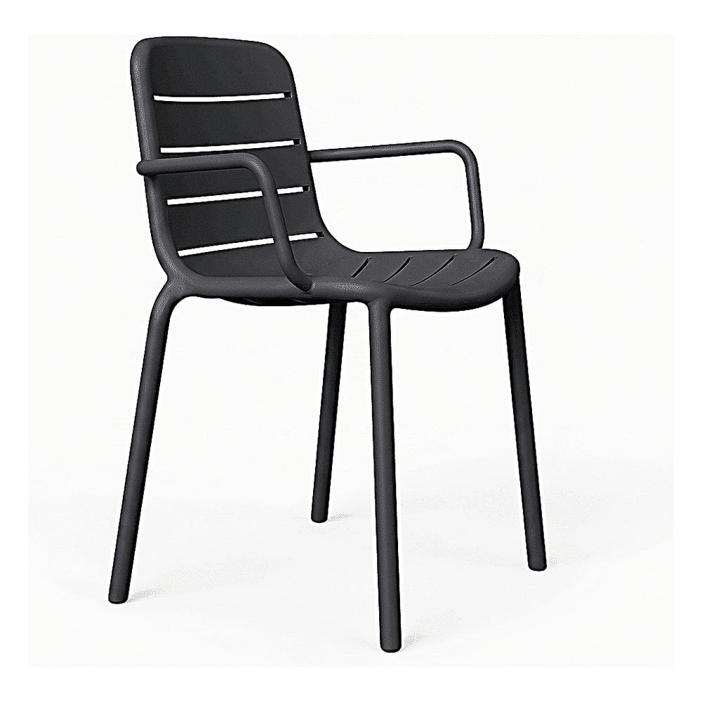 Silla Comercial para Restaurante Protección UV - RESOL GINA ARMCHAIR - Varios Colores - Asiento y Respaldo en Polipropileno - 05261 - Resol - NOGAL BEAT - Silla Comercial Exterior