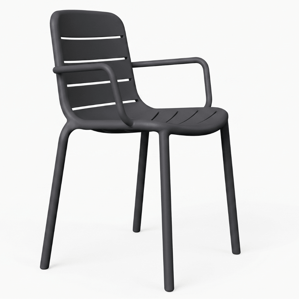 Silla comercial Resol Gina Armchair de polipropileno con fibra de vidrio y brazos para exterior