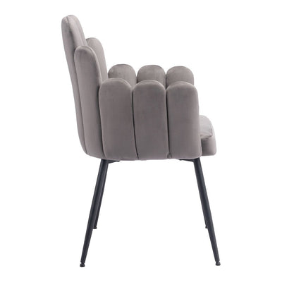 Silla Comercial para Restaurante - ZUO NOOSA - Gris - Asiento y Respaldo Tapizados en Tela Tipo Terciopelo - 109655 - Zuo - NOGAL BEAT - Silla Comercial Interior