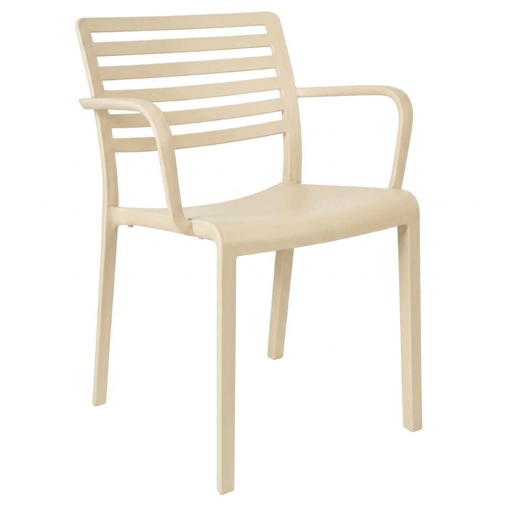 Silla comercial Resol Lama Armchair con brazos, de fibra de vidrio con polipropileno para terraza
