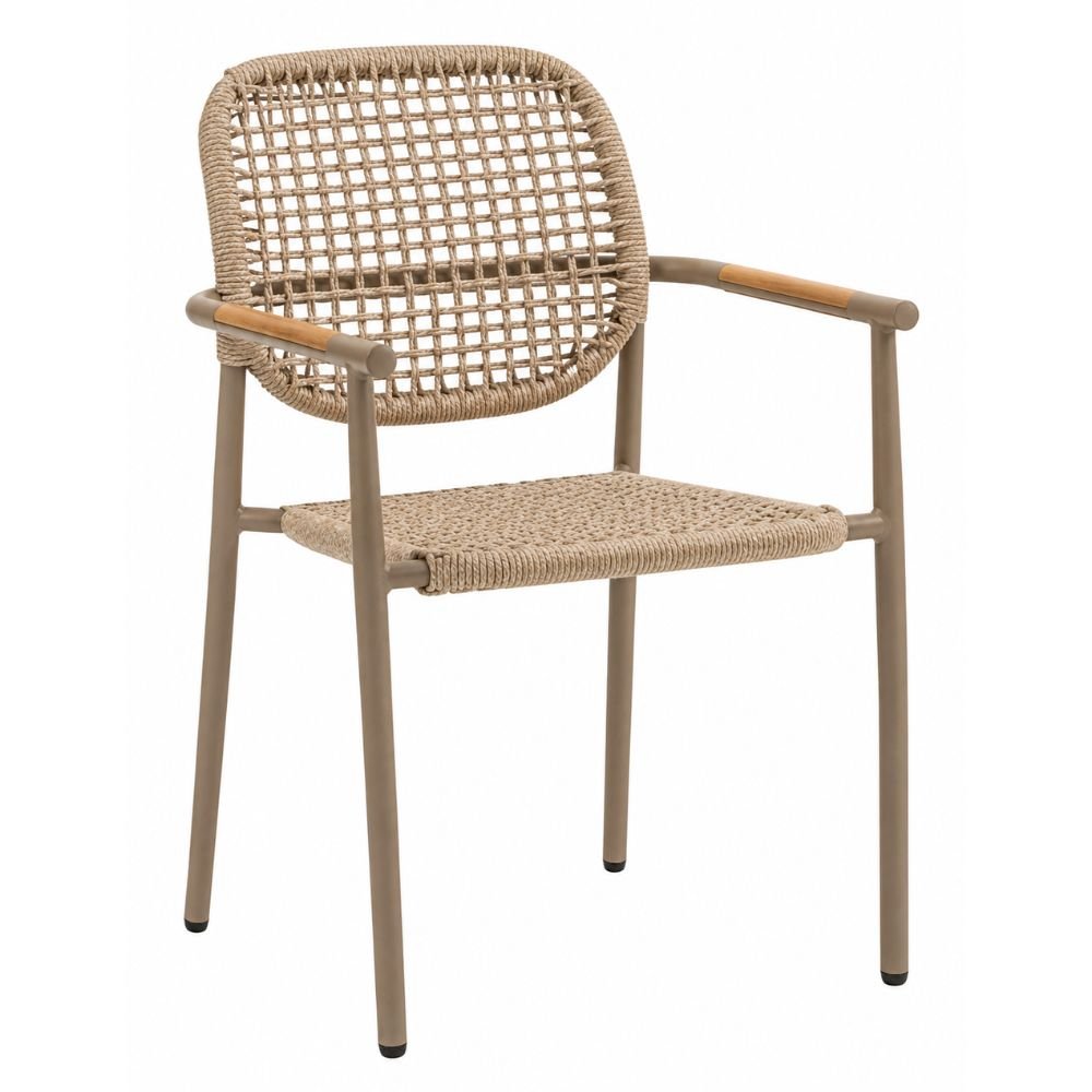 Silla de Intemperie para Spa - NOGAL BEAT MASON - Beige - Aluminio y Cuerda - SILLA MASON Beige - CAMCO - NOGAL BEAT - Silla de Terraza